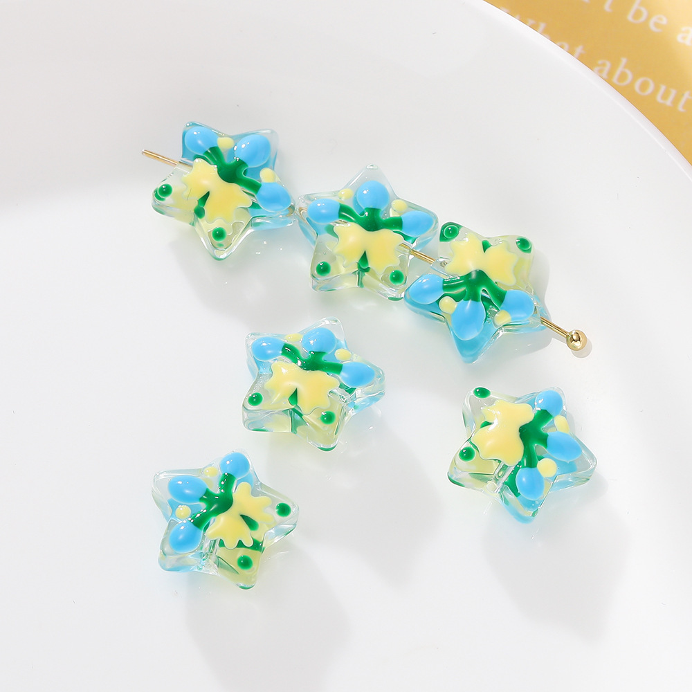 1:Christmas five-pointed star beads-blue