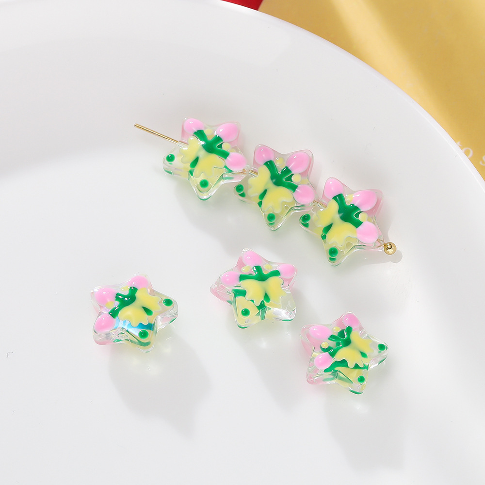 4:Christmas five-pointed star beads-pink