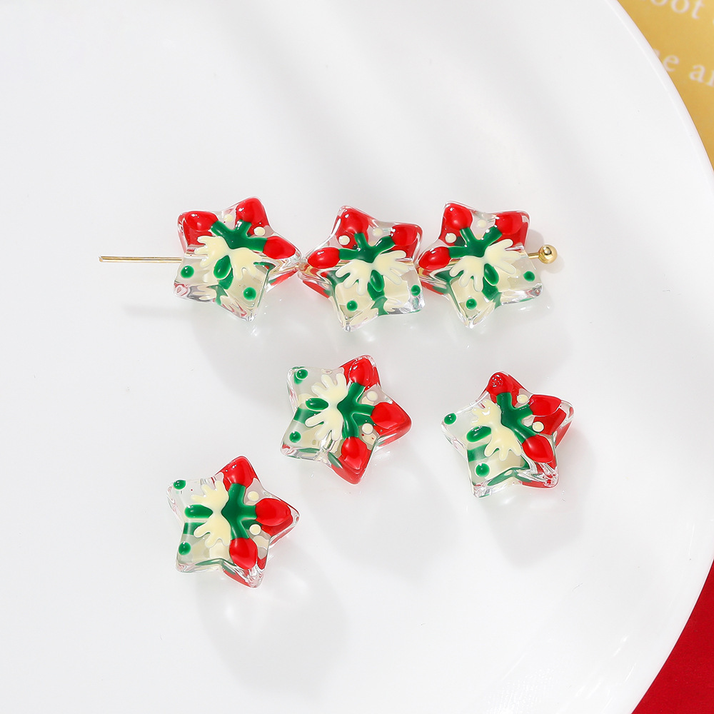 6:Christmas five-pointed star beads-red