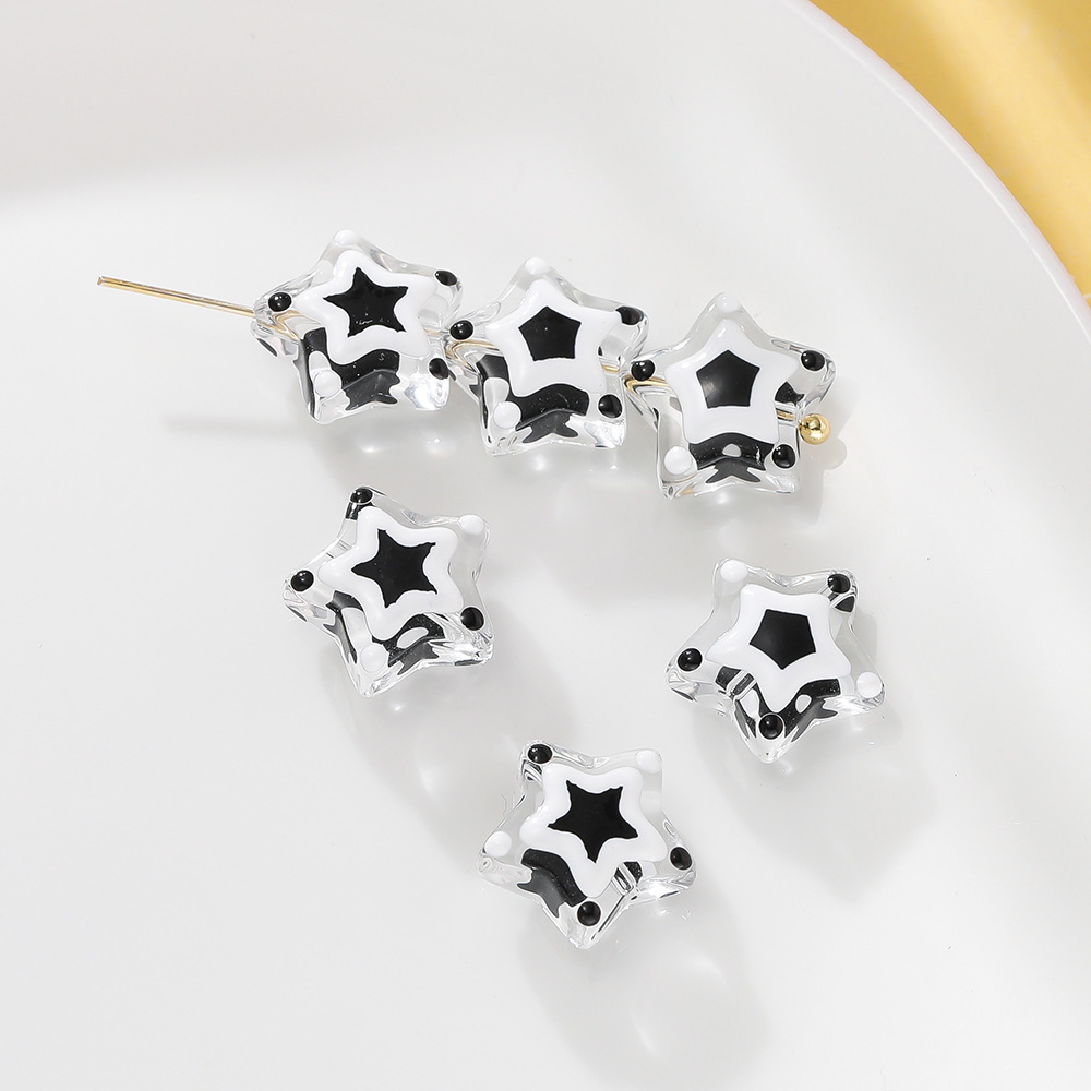 7:Glazed five-pointed star beads-black