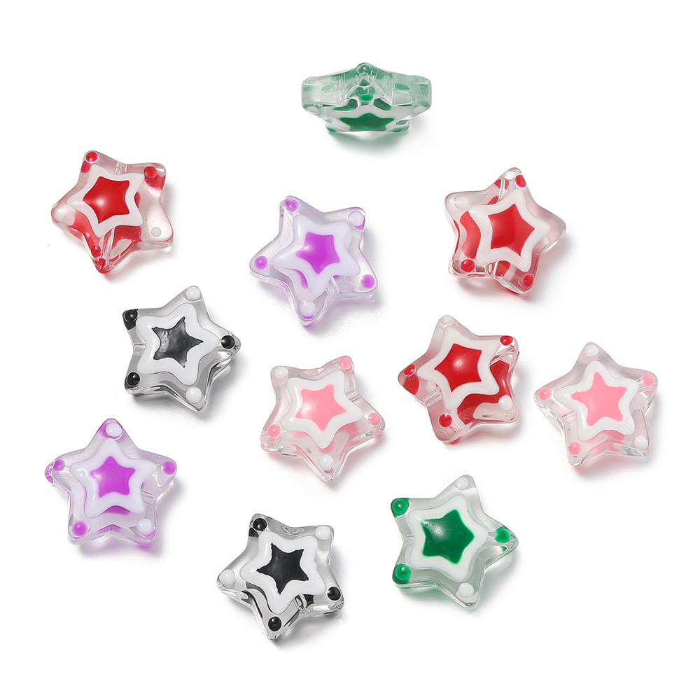 9:Glazed five-pointed star beads-randomly mixed