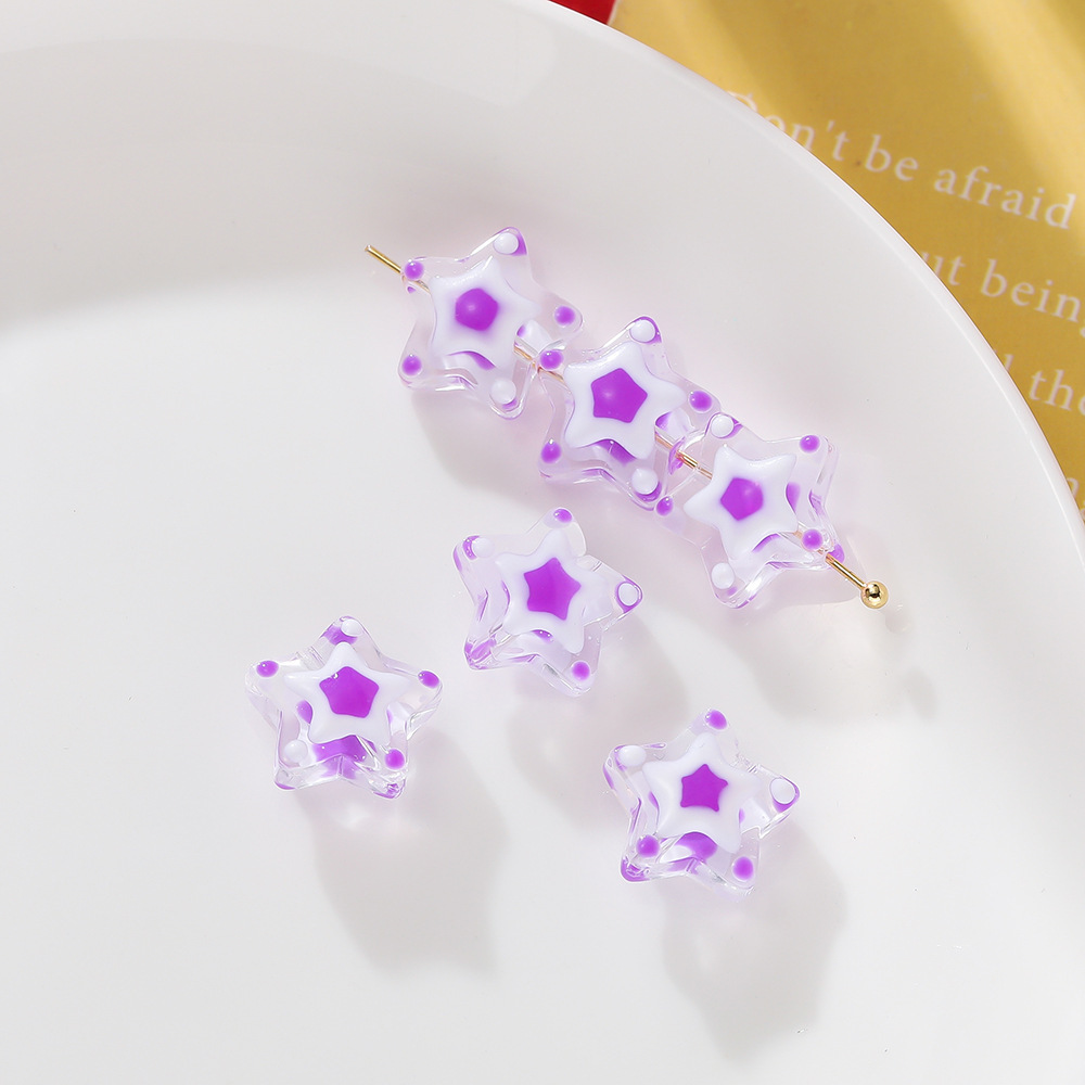 11:Glazed five-pointed star beads-purple
