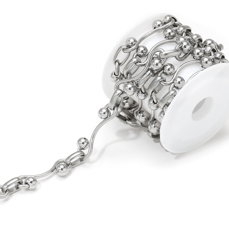 2:1.7mm wire diameter 14x29mm w+6mm double beads handmade chain