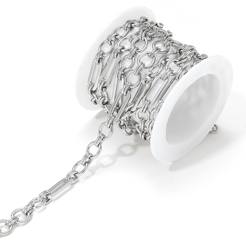 4:7mm wide handmade chain 4 double layers + 6x15mm oval buckles