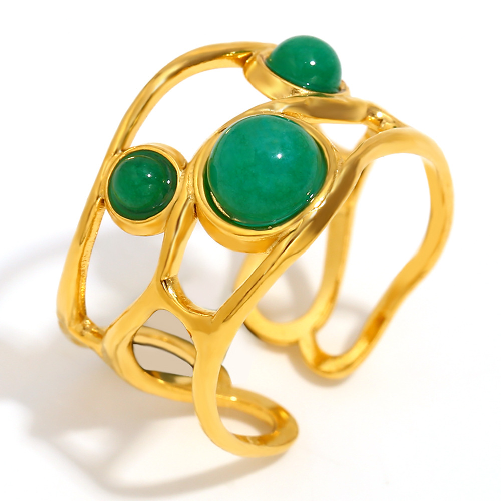 1:绿宝石开口戒-金色-深绿