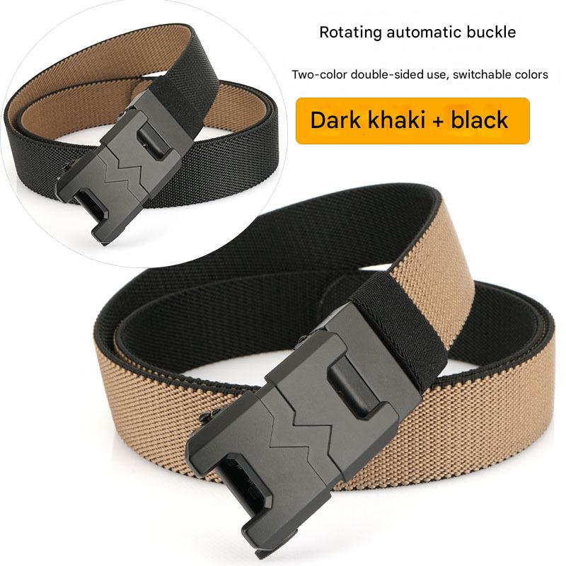Double-sided elastic dark khaki   black
