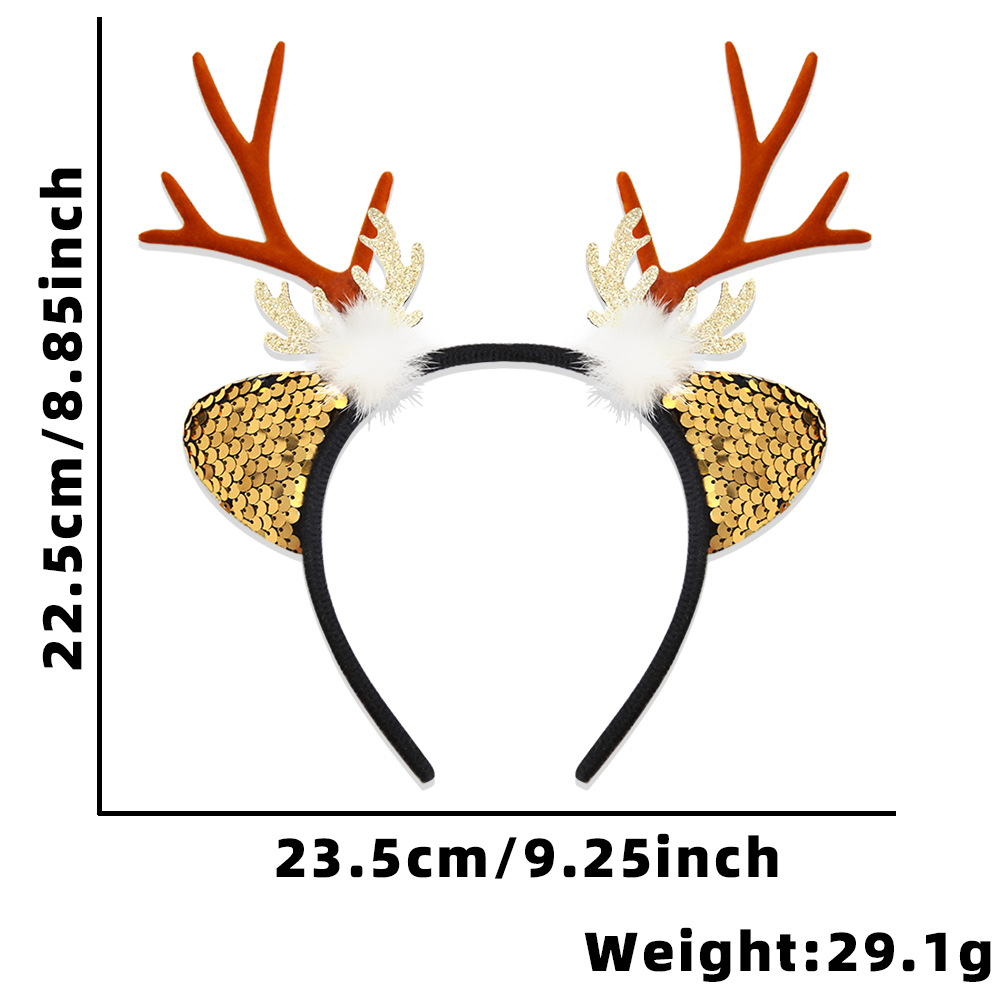 White ball sequin deer ears brown antlers