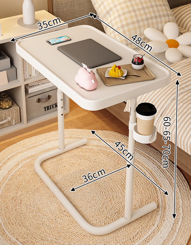Wooden table/white cup holder [three-speed tilt can be raised and lowered]]