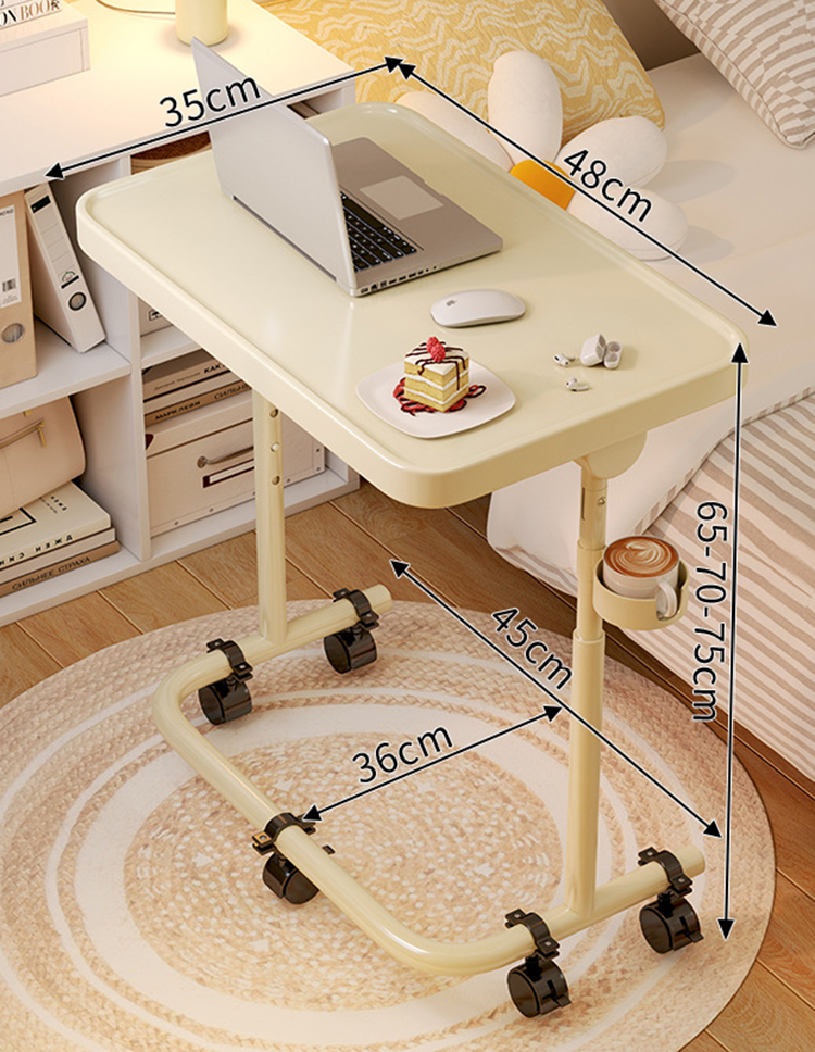 Wrought Iron Baking Paint Table Board-Absorbable Magnet/beige universal wheel cup holder [third gear tilt can be raised and lowered]]