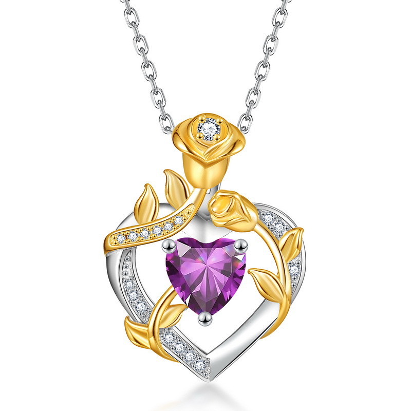 [purple red zirconium] february necklace 17.7inch