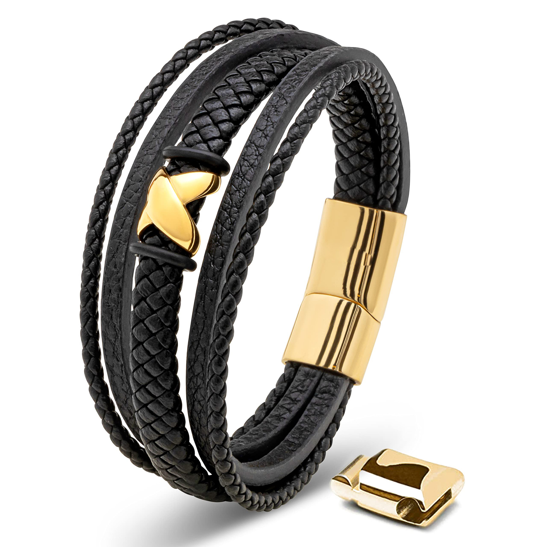 Five-layer X model-three-section buckle gold