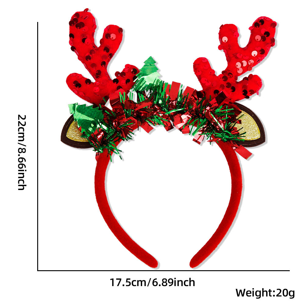 Sequined red antler hair clause