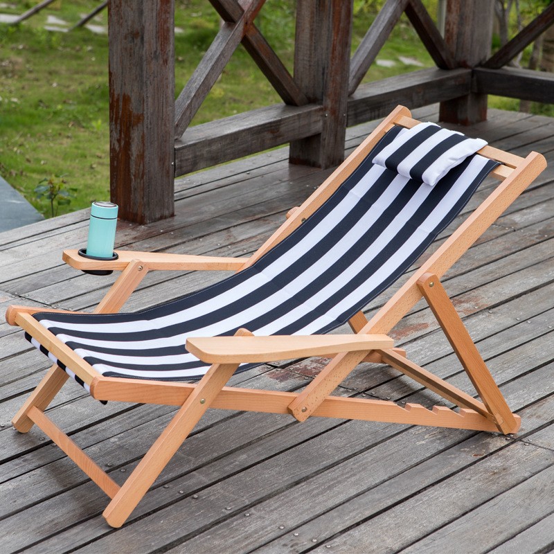 With handrails Beech blue and white strip cloth