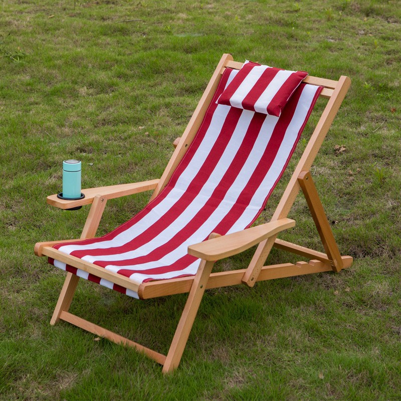 There are handrails Beech red and white strips