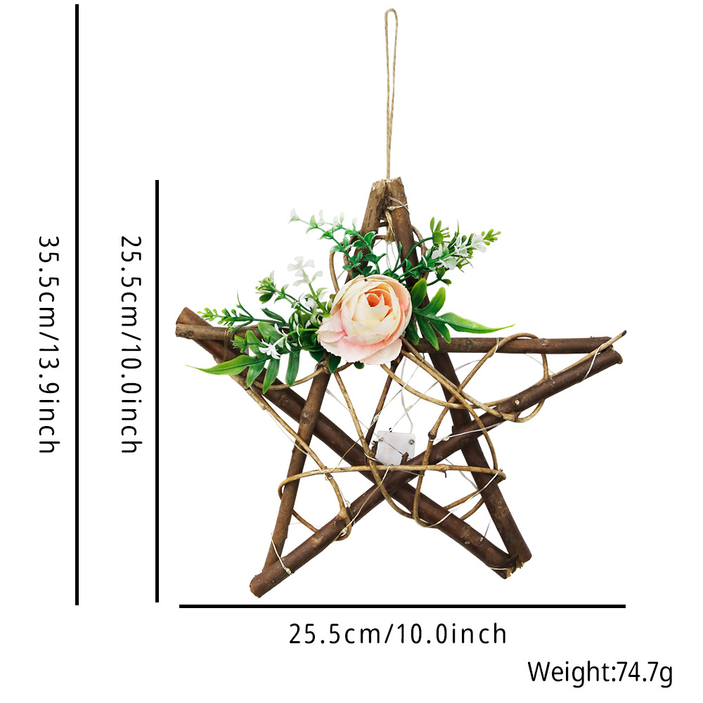 Five-pointed star wood ornament (warm lamp)