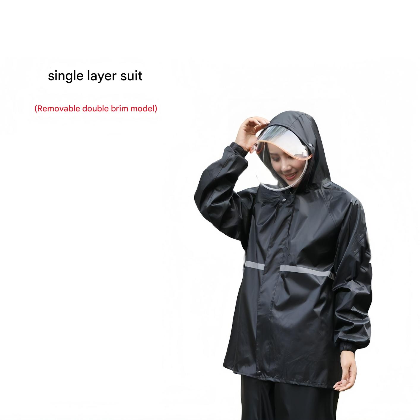 Single-layer [double brim/detachable] black suit/thickened
