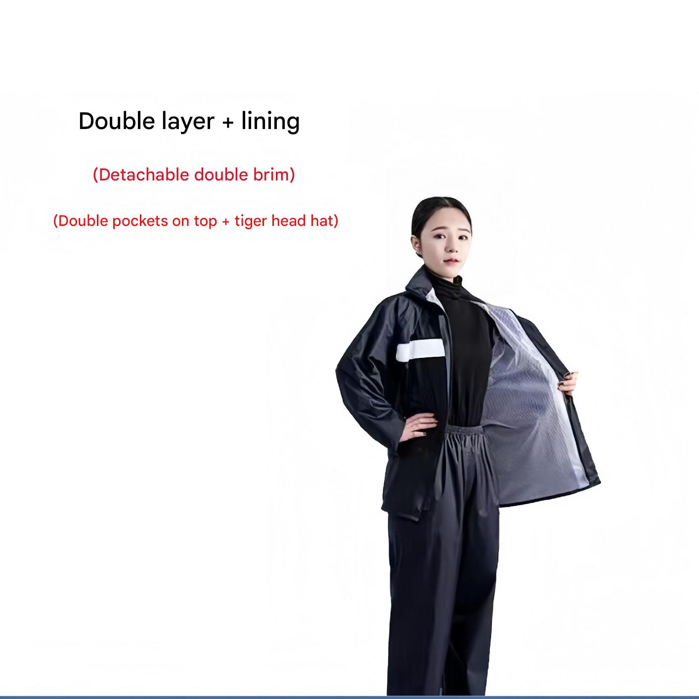 Double-layer [lining   pocket] black suit/thickened