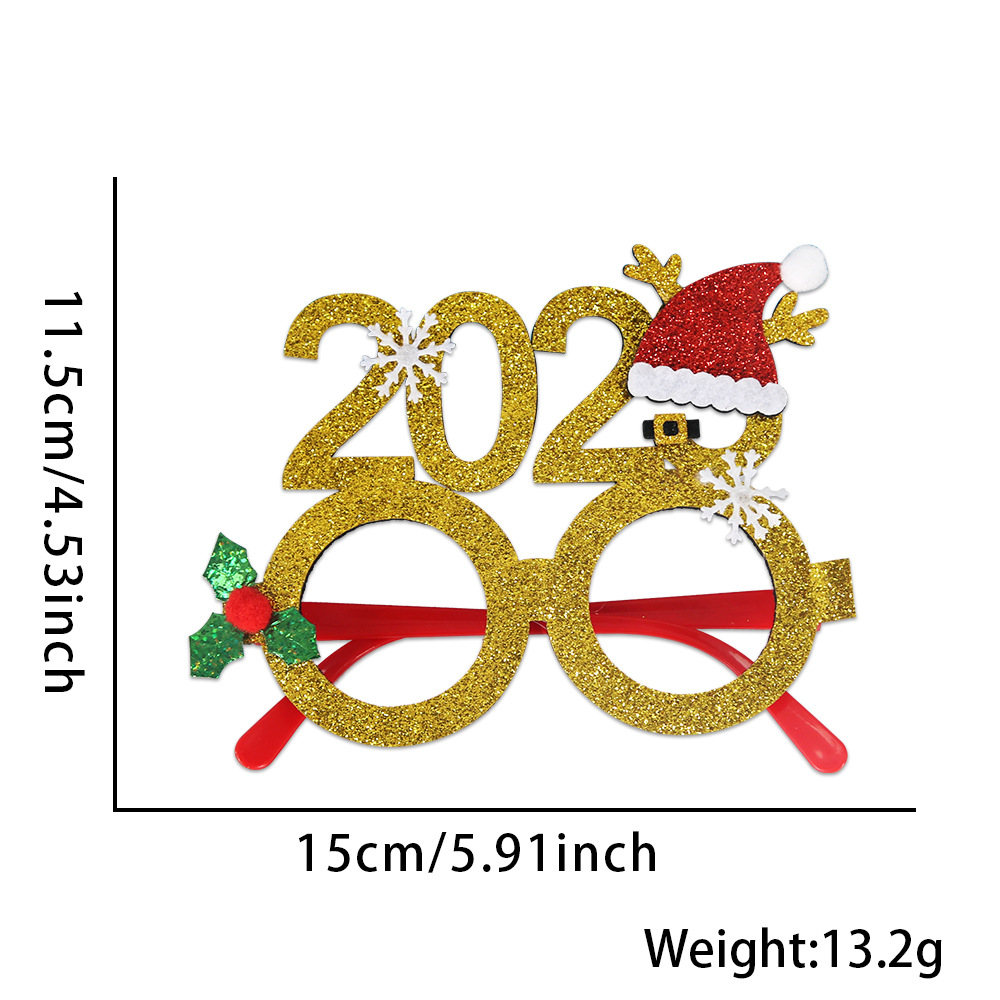 Santa hat gold 2026 glasses