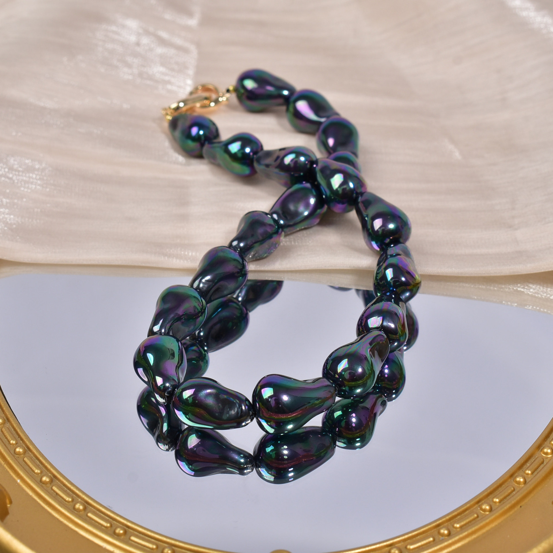 Imitation fish tail colorful black about 13x20mm