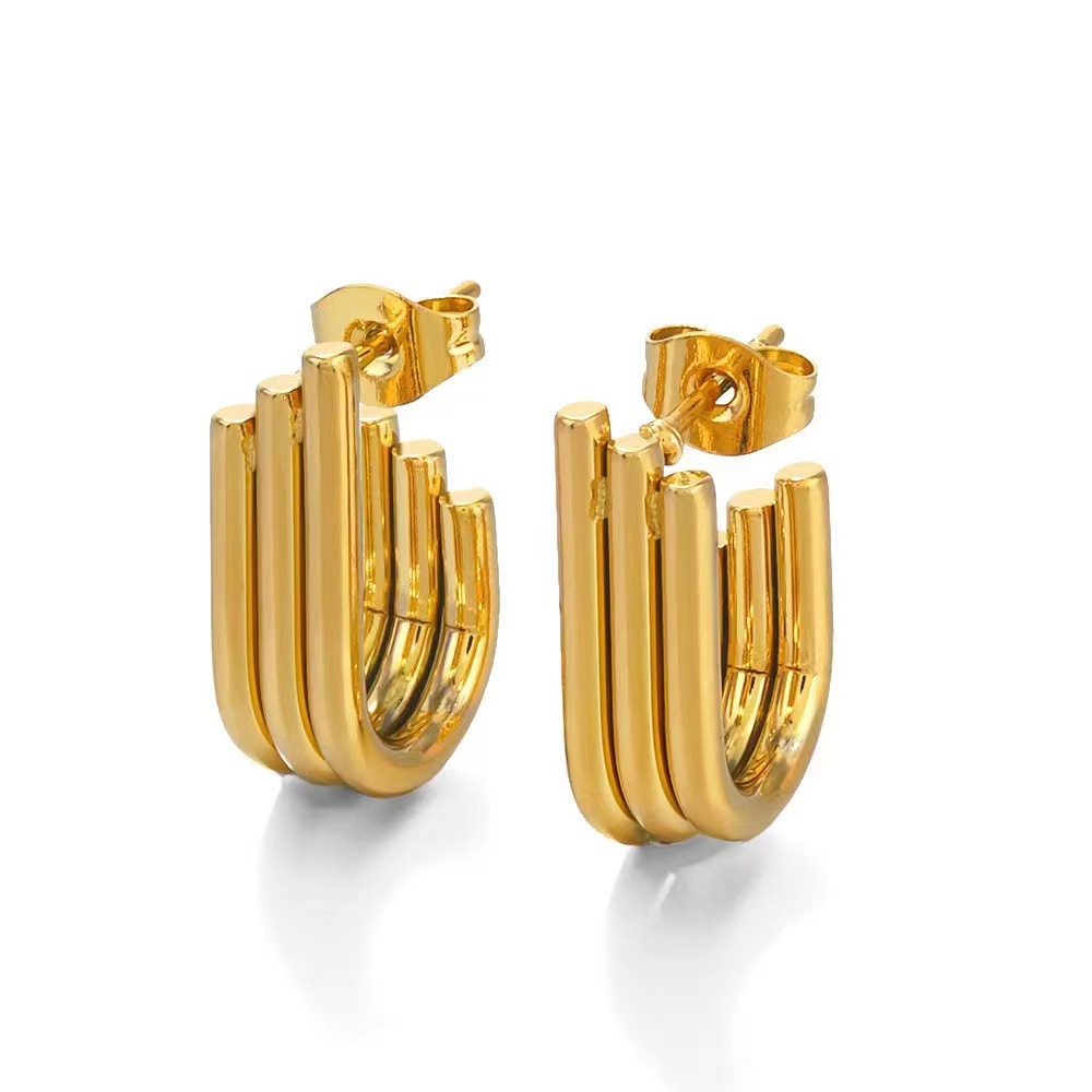 1:Golden Geometric Stud Earrings