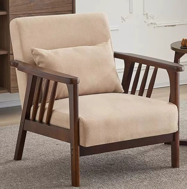 Walnut Single Chair-Khaki