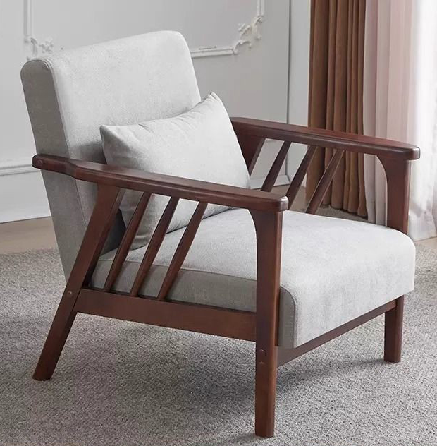 Walnut Single Chair-Light Gray