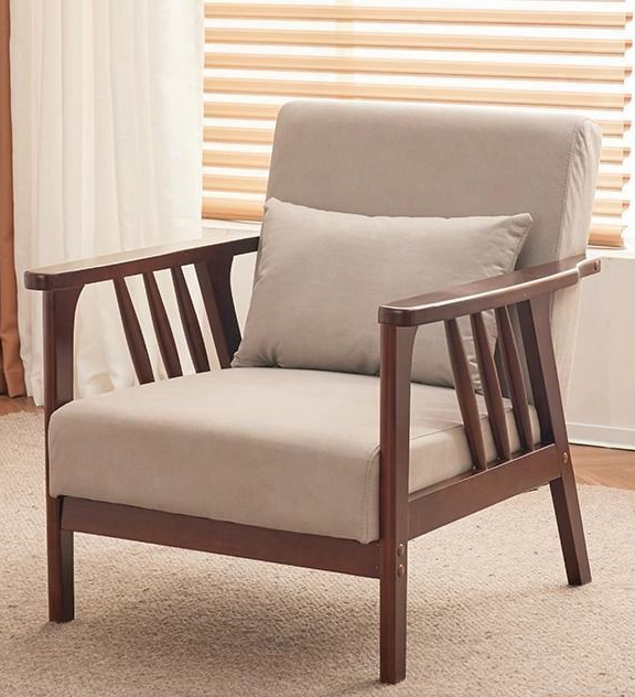 Walnut Single Chair-Light Gray
