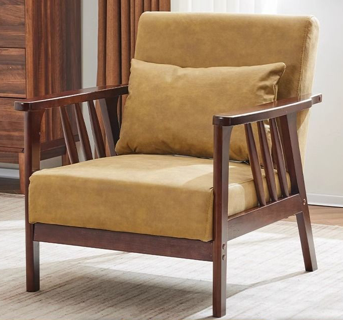 Walnut Single Chair-Earth Yellow