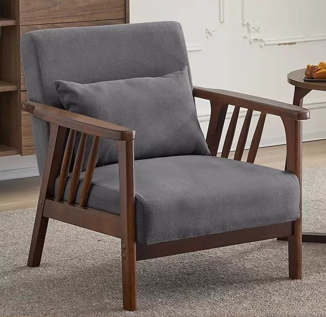Walnut Single Chair-Dark Gray