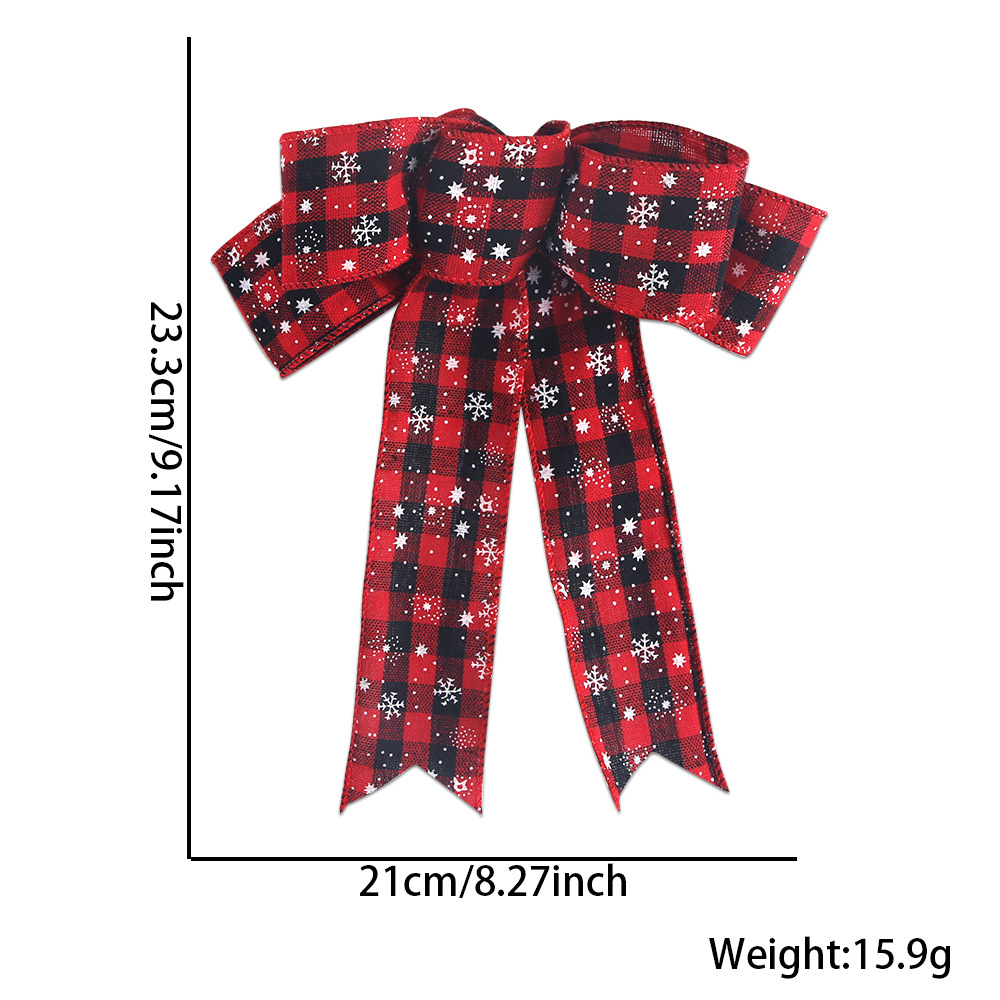 Black and red plaid snowflake bow