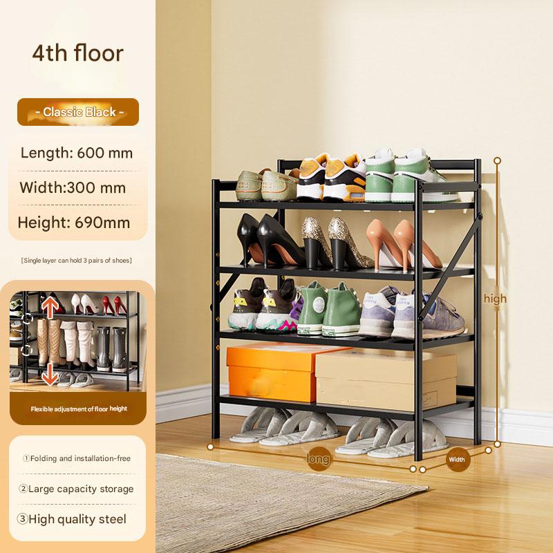 Black four-layer 600*300*690-installation-free folding rack