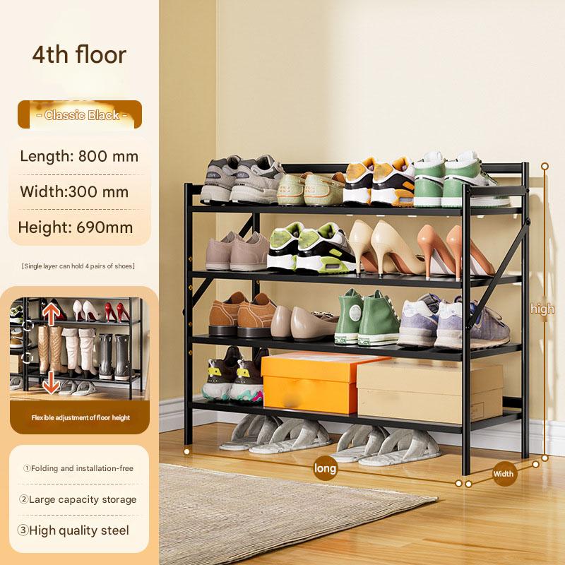 Black four-layer 800*300*690-installation-free folding rack