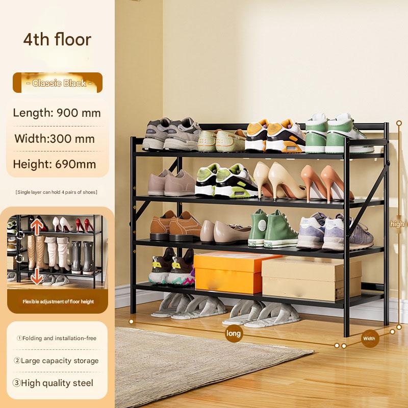 Black four-layer 900*300*690-installation-free folding rack