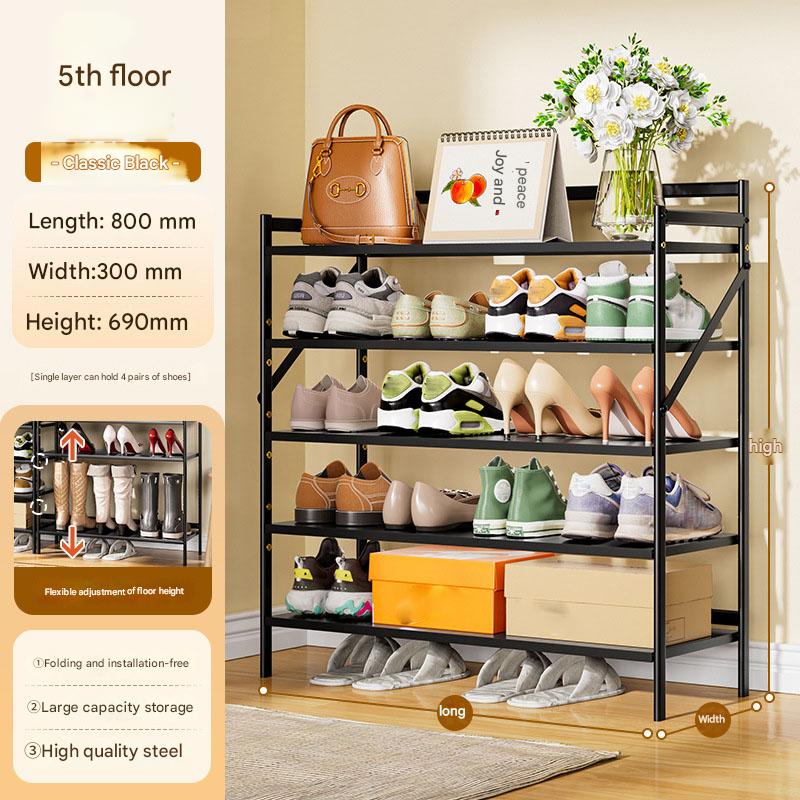 Black five-layer 800*300*850-installation-free folding rack