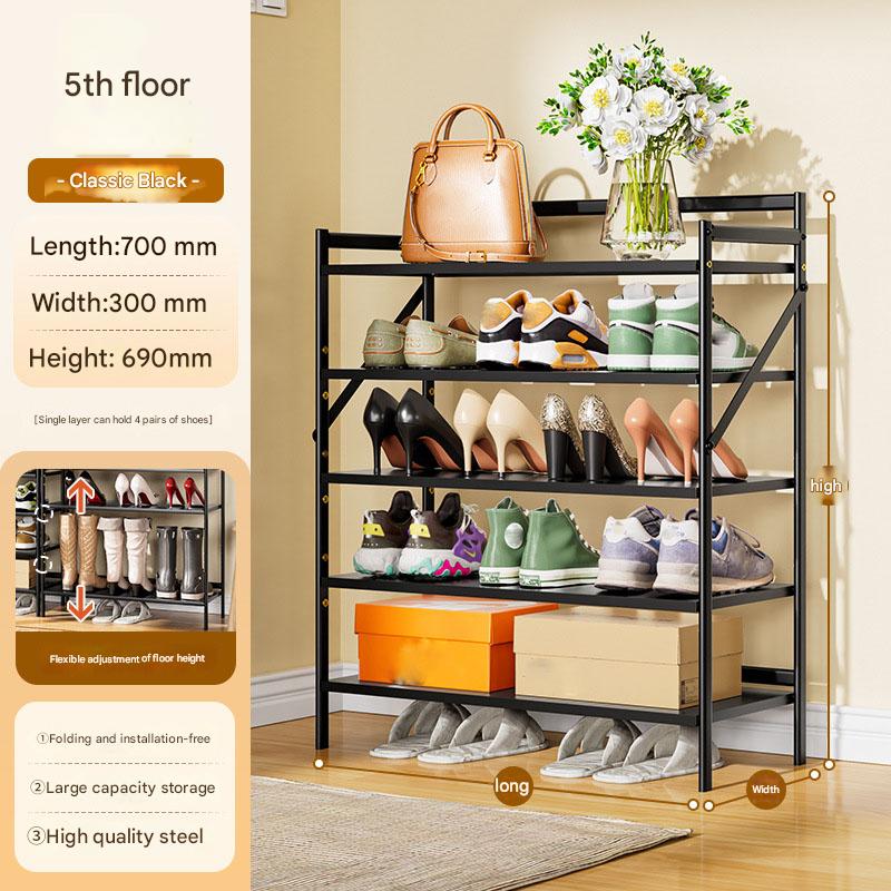 Black five-layer 700*300*850-installation-free folding rack