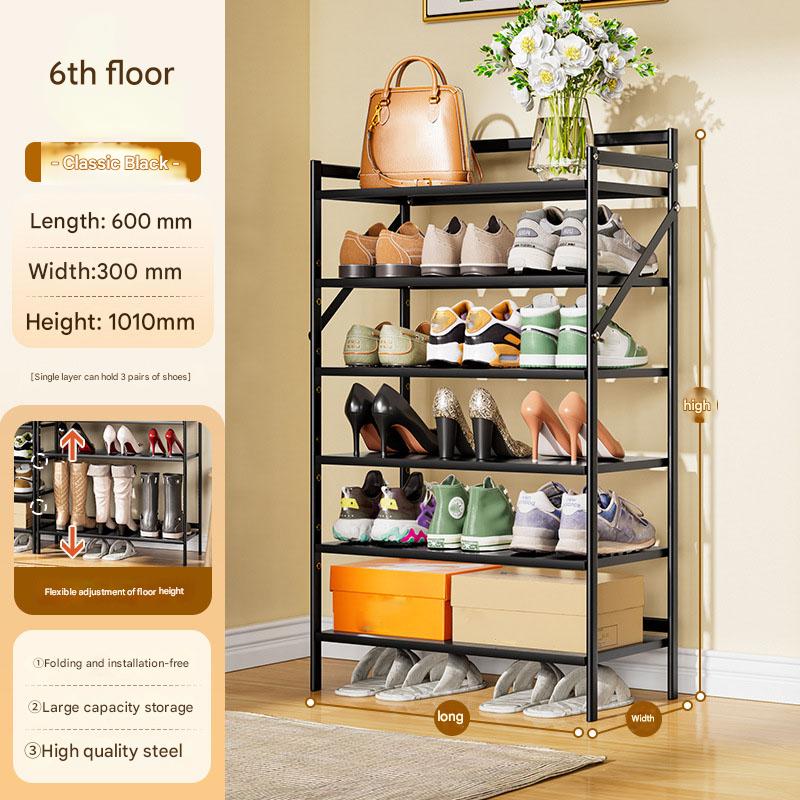 Black six-layer 600*300*1010-installation-free folding rack