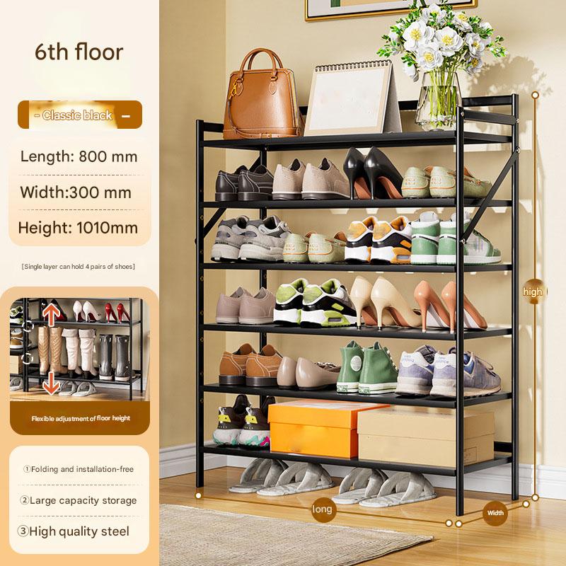 Black six-layer 800*300*1010-installation-free folding rack