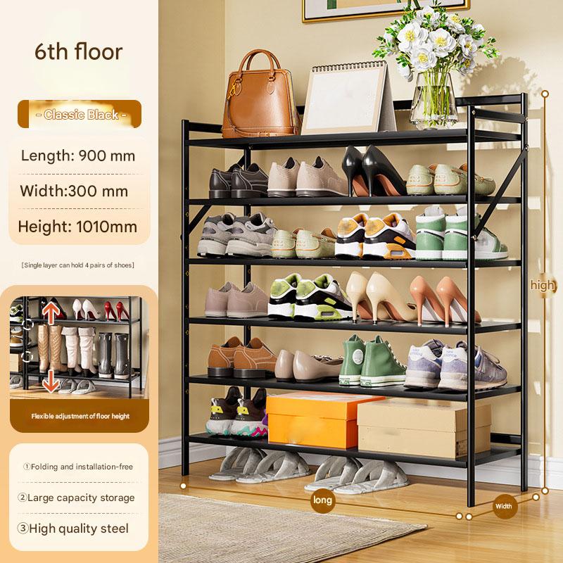 Black six-layer 900*300*1010-installation-free folding rack