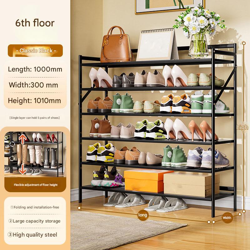 Black six-layer 1000*300*1010-installation-free folding rack
