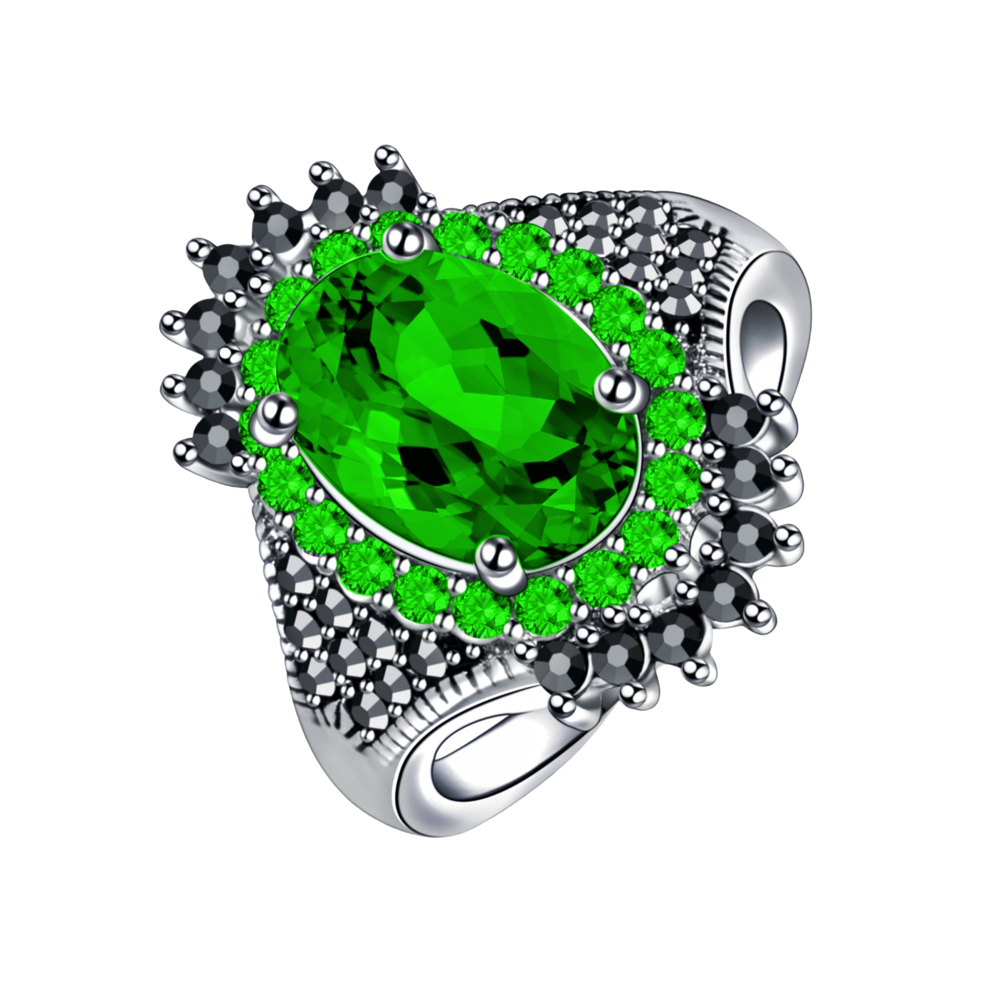 8:Green diamond green diamond circle [tai silver plated black]