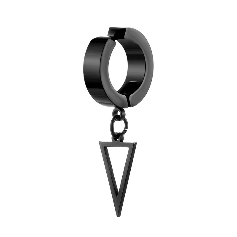 2:Black ear clip hanging triangle