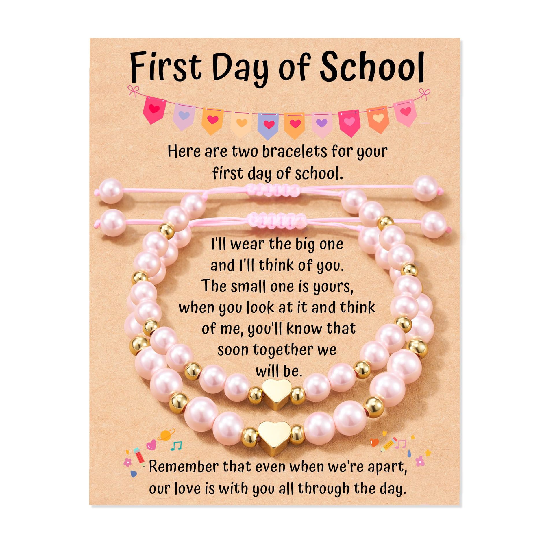 10:First day of school pink pearl set bracelet