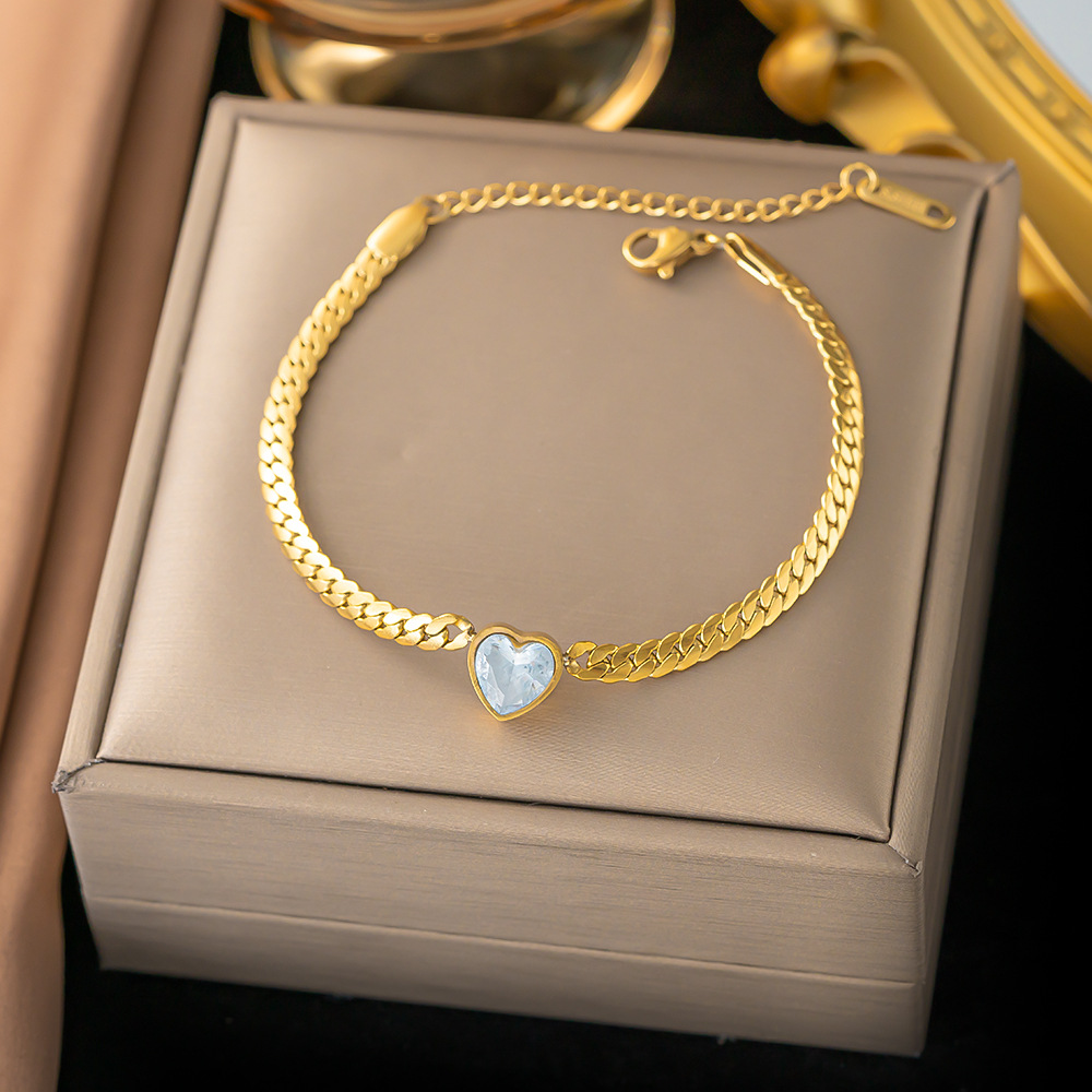 2:[SLE2138] heart White Diamond Bracelet Gold