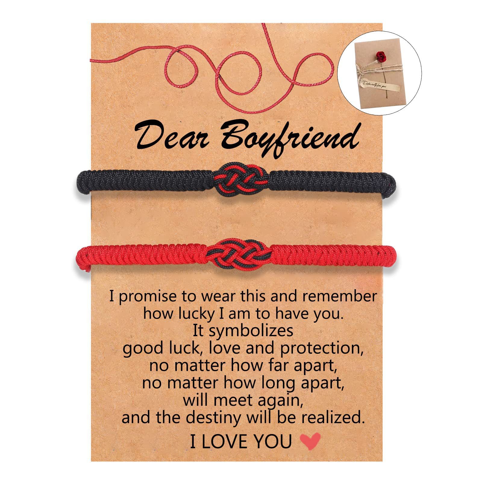 2:Red and black rope set bracelet   boyfriend card