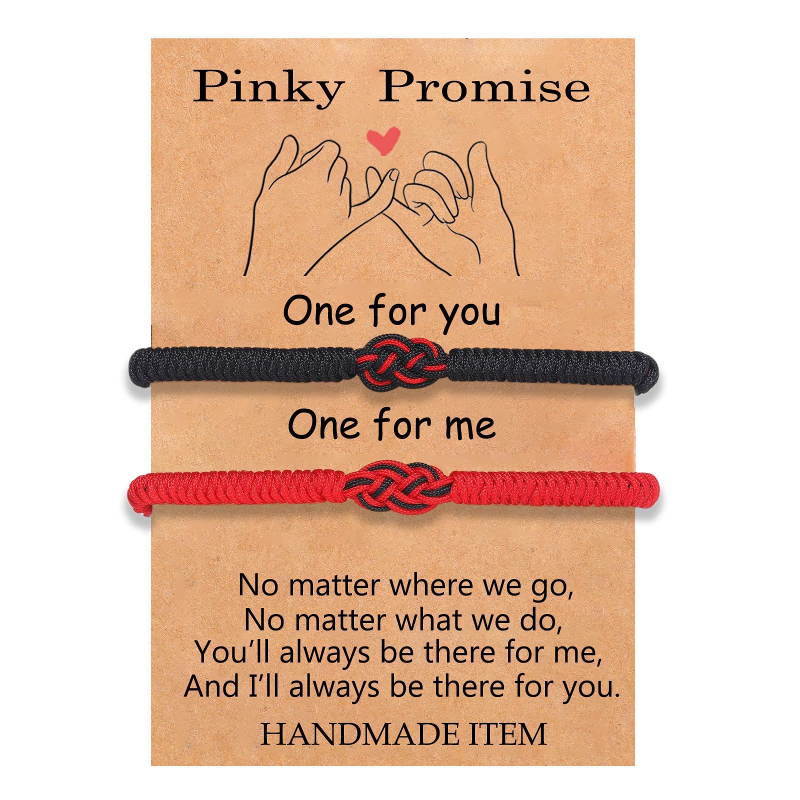 3:Red and black rope set bracelet   Pinky Promise Card
