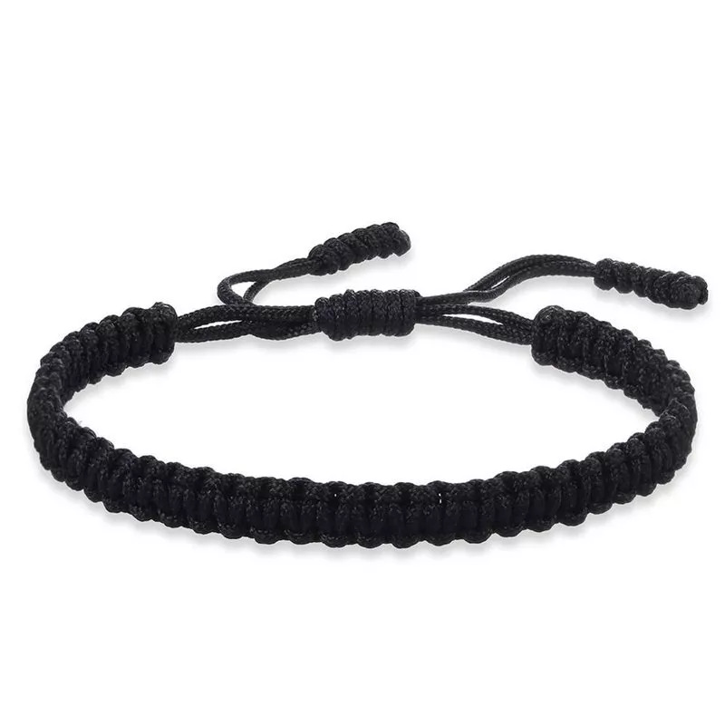 7:Black flat knotted braided rope