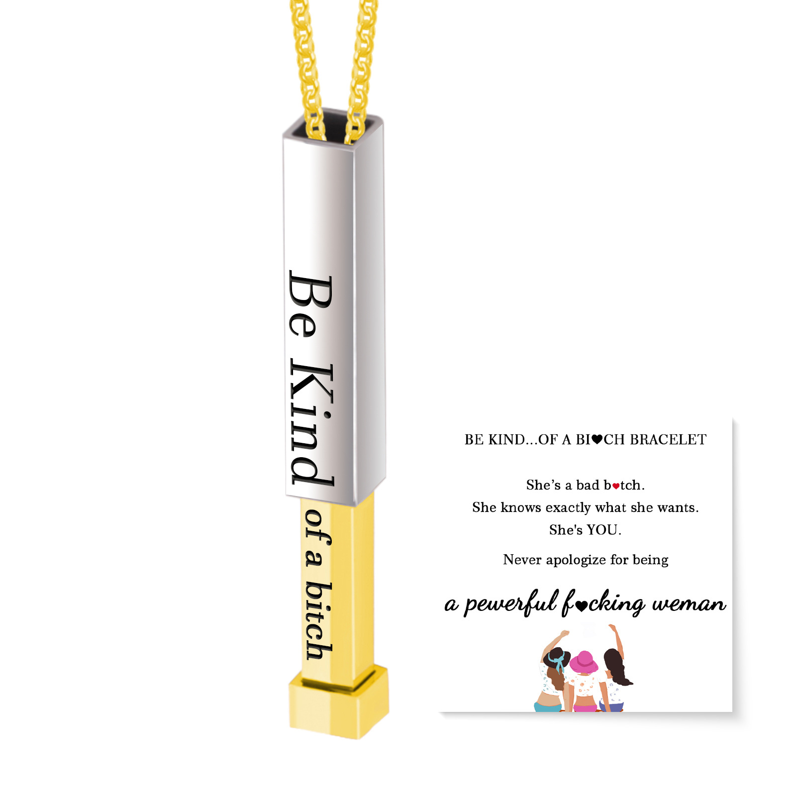 1:Golden Square Tube Be Kind Engraving Card