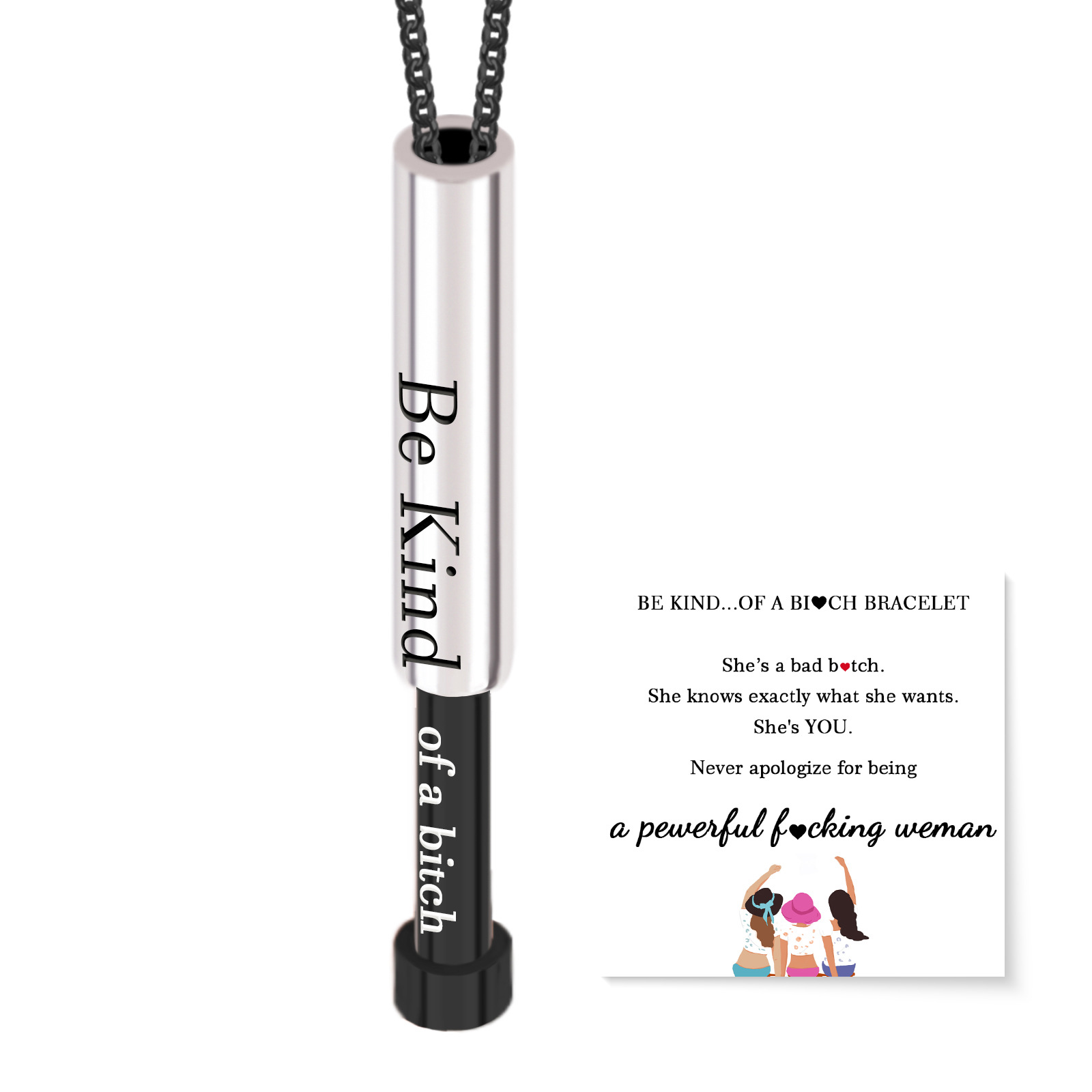 5:Black Round Tube Be Kind Engraving Card