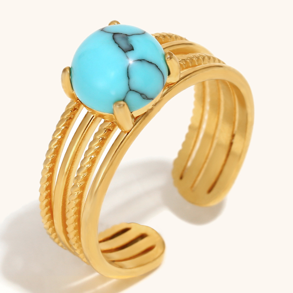 Semi-circle turquoise stud earrings-gold