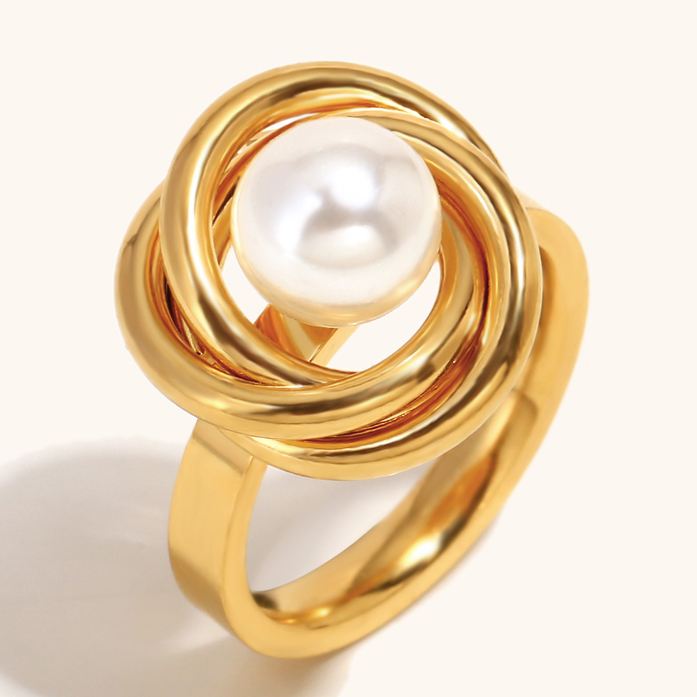 Wrap pearl ring-gold-size 6